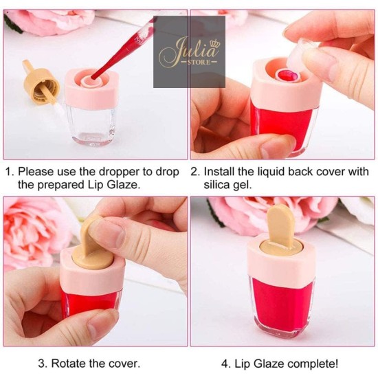 2 Pcs 6ml Cute Pink Ice Cream Lip Gloss Empty Bottle, Reusable, Suitable for Various Color Lip Gloss and Lip Balm Containers By Julia Store 2 Pcs 6ml Cute Pink Ice Cream Lip Gloss Empty Bottle, Reusable, Suitable for Various Color Lip Gloss and Lip Balm Containers By Julia Store