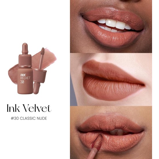 Peripera Ink the Velvet Lip Tint | High Pigment Color, Longwear, Weightless, Not Animal Tested, Gluten-Free, Paraben-Free | #030 CLASSIC NUDE, 0.14 fl oz