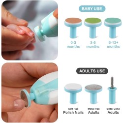 Baby Nail Trimmer Electric by BumbleBee Safe Baby Nail File with LED Light, Baby Nail Care Set for Newborn/Toddler/Adults Toes and Fingernails, Additional Replacement Pads