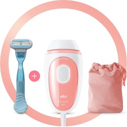Braun ipl silk-expert mini, permanent visible hair removal, with travel pouch & venus razor, compact size for on-the-go, alternative for laser hair removal, pl1014, white/pink