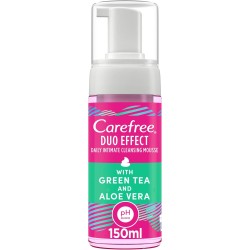 CAREFREE Daily Intimate Cleansing Mousse Duo Effect with Green Tea and Aloe Vera, 150 ml