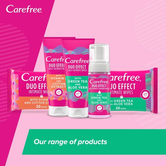 CAREFREE Daily Intimate Cleansing Mousse Duo Effect with Green Tea and Aloe Vera, 150 ml