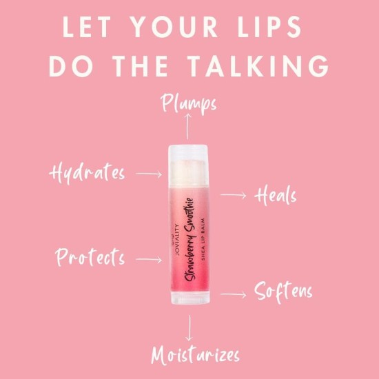 Joviality Natural Shea Lip Balm - Strawberry Smoothie - Moisturizing Lip Care with Shea Butter and Coconut Oil, Heals Dry and Cracked Lips Joviality Natural Shea Lip Balm - Strawberry Smoothie - Moisturizing Lip Care with Shea Butter and Coconut Oil, Heals Dry and Cracked Lips