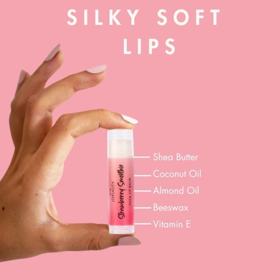 Joviality Natural Shea Lip Balm - Strawberry Smoothie - Moisturizing Lip Care with Shea Butter and Coconut Oil, Heals Dry and Cracked Lips Joviality Natural Shea Lip Balm - Strawberry Smoothie - Moisturizing Lip Care with Shea Butter and Coconut Oil, Heals Dry and Cracked Lips