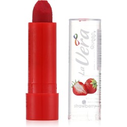 La vera queen lip balm strawberry with sheo butter & vitamin e & cocoa butter and almond oil - 11 gm