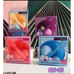 1 Set Mask Tool, Mini Sponge Makeup Blender With Bowl And Spatula, Beauty Sponge For Touch Up