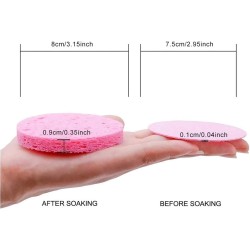 5PCS PVA Face Wash Sponge Cleansing Sponge Makeup Remover Sponge Bath Sponge Wood Pulp Hole Round Shape Soft Skin Care, Easy to Foam and Easy to Absorb