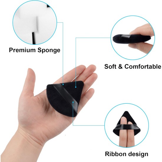 ANYI 4 Pieces Powder Puff Triangle Soft Makeup Powder Puff Face Makeup Sponge Puff Velour Makeup Puff Pure Cotton Powder Puff for Loose Mineral Powder Cosmetic Body Contouring Tools Black ANYI 4 Pieces Powder Puff Triangle Soft Makeup Powder Puff Face Makeup Sponge Puff Velour Makeup Puff Pure Cotton Powder Puff for Loose Mineral Powder Cosmetic Body Contouring Tools Black