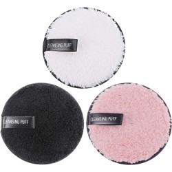 Frcolor 3pcs Double-Side Foundation Cosmetic Powder Puff Cloth Towels Washable Makeup Rmover Puff Sponge for Facial Cleansing