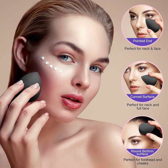 Hermania Beauty Makeup Sponge Non Latex Blender Wet & Dry Foundation Applicator Concealer Tool (Black, Drop) Hermania Beauty Makeup Sponge Non Latex Blender Wet & Dry Foundation Applicator Concealer Tool (Black, Drop)