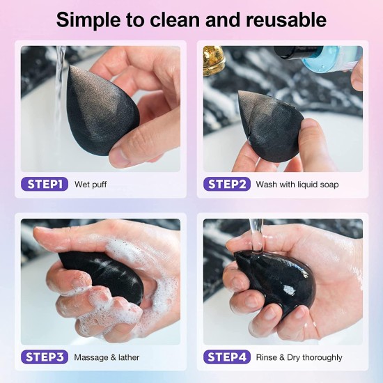 Hermania Beauty Makeup Sponge Non Latex Blender Wet & Dry Foundation Applicator Concealer Tool (Black, Drop) Hermania Beauty Makeup Sponge Non Latex Blender Wet & Dry Foundation Applicator Concealer Tool (Black, Drop)