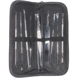 9PCS Blackhead Remover Comedone Extractor, Pimple Extractors Extractor Kit, Popper Extraction Tool Loop Curved Tweezers