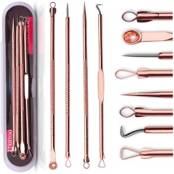 Blackhead Remover Pimple Comedone Extractor Tool Best Acne Removal Kit - Treatment for Blemish, Whitehead Popping, Zit Removing for Risk Free Nose Face Skin with Case (Rose, 4 Piece Set)