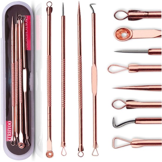 Blackhead Remover Pimple Comedone Extractor Tool Best Acne Removal Kit - Treatment for Blemish, Whitehead Popping, Zit Removing for Risk Free Nose Face Skin with Case (Rose, 4 Piece Set) Blackhead Remover Pimple Comedone Extractor Tool Best Acne Removal Kit - Treatment for Blemish, Whitehead Popping, Zit Removing for Risk Free Nose Face Skin with Case (Rose, 4 Piece Set)