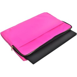 Accelerate Plain Bright Pink Leather Protective 15-15.6 inch Premium Laptop Sleeve Case with Zipper Pocket and Handle | Slim Design Laptop Bag compatible with MacBooks and Laptops