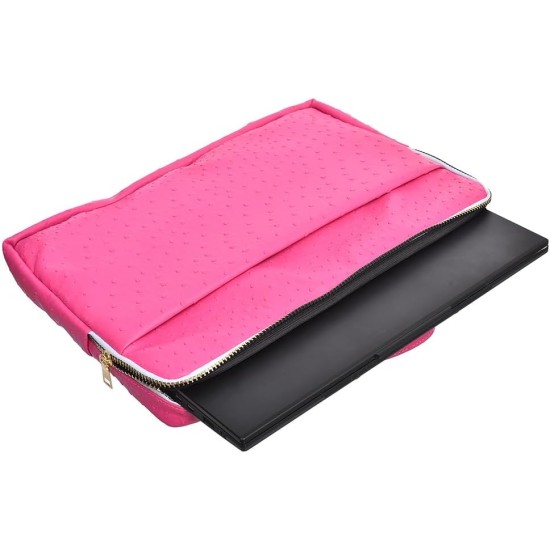 Accelerate Plain Bright Pink Leather Protective 15-15.6 inch Premium Laptop Sleeve Case with Zipper Pocket and Handle | Slim Design Laptop Bag compatible with MacBooks and Laptops Accelerate Plain Bright Pink Leather Protective 15-15.6 inch Premium Laptop Sleeve Case with Zipper Pocket and Handle | Slim Design Laptop Bag compatible with MacBooks and Laptops