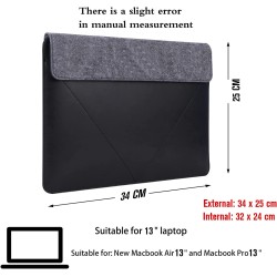Genuine Fox Casual Laptop Sleeve Case Compatible with MacBook Air 13" and MacBook Pro 13", (M1 / M2 / A2338 / A2251 / A2289 / A2159 / A1989 / A1706 / A1708 / A2237 / A2179 / A193 2) (Black) (13)