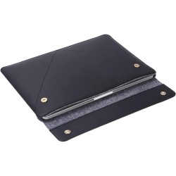 Genuine Fox Casual Laptop Sleeve Case Fits MacBook Pro M2 16 2023 / M1 Pro/M1 Max 16.2 2021 MacBook Pro 16/15.4" Surface Book 15.2, HP Chromebook 14, Broadcloth PU Leather Bag, Black (15)