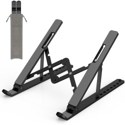 Adjustable Laptop Stand, Portable Aluminum Laptop Riser Laptop Holder for Desk, Foldable Ventilated Cooling Notebook Stand for MacBook Pro/Air, HP, Lenovo, Sony, Dell, More 10-15.6” Laptops, Tablets