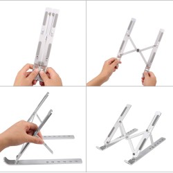 Aseem Laptop Stand, Adjustable Aluminum Laptop Computer Stand Tablet Stand,Ergonomic Foldable Portable Desktop Holder Compatible with MacBook Air Pro, Dell XPS, HP, Lenovo 10-15.6â€ Laptops (Silver)