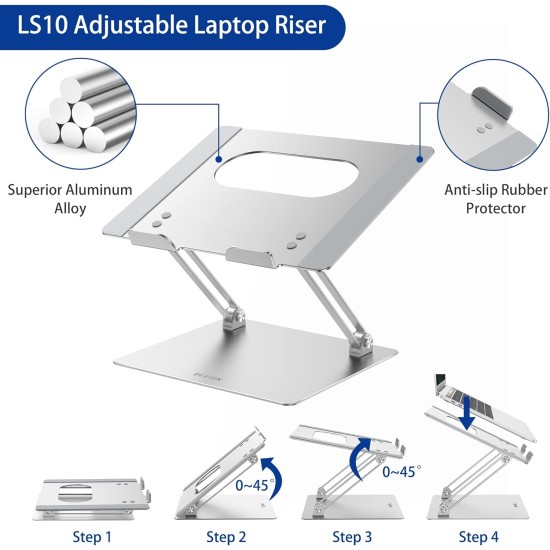 BESIGN LS10 Aluminum Laptop/Computer Stand, Ergonomic Adjustable Notebook Stand, Riser Holder, Compatible with Air, Pro, Dell, HP, Lenovo More 10-14" Laptops, Silver BESIGN LS10 Aluminum Laptop/Computer Stand, Ergonomic Adjustable Notebook Stand, Riser Holder, Compatible with Air, Pro, Dell, HP, Lenovo More 10-14" Laptops, Silver