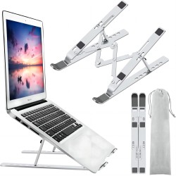 Laptop Stand, Laptop Holder Riser Computer Stand, Adjustable Aluminum Foldable Portable Notebook Stand, Compatible with MacBook Air Pro, HP, Lenovo, Dell, More 10-15.6” Laptops and Tablets (Silver)