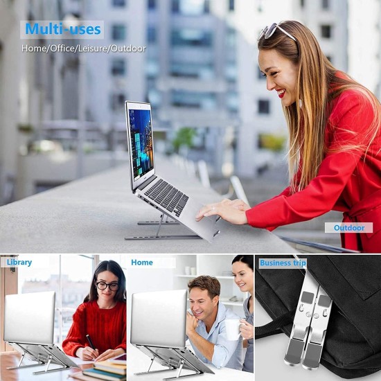 Laptop Stand, Laptop Holder Riser Computer Stand, Adjustable Aluminum Foldable Portable Notebook Stand, Compatible with MacBook Air Pro, HP, Lenovo, Dell, More 10-15.6” Laptops and Tablets (Silver) Laptop Stand, Laptop Holder Riser Computer Stand, Adjustable Aluminum Foldable Portable Notebook Stand, Compatible with MacBook Air Pro, HP, Lenovo, Dell, More 10-15.6” Laptops and Tablets (Silver)
