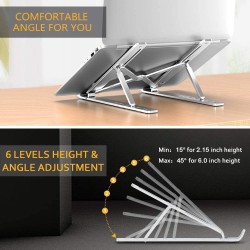 Large size wec-tech portable laptop stand, adjustable tablet notebook stand for tablets, mobile phones and computers, laptop desk riser foldable notebook cooling stand- (silver)