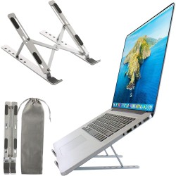 Portable metal laptop stand adjustable laptop riser foldable design with 6 angles height adjustment non slip aluminum laptop stand ipad macbook stand compatible with all tabs & phones | highend
