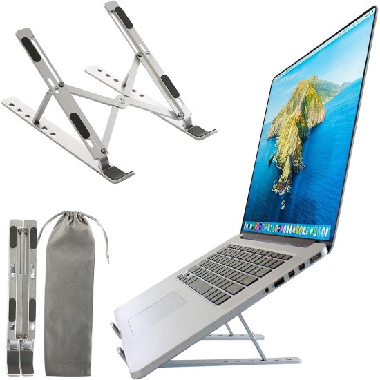 Portable metal laptop stand adjustable laptop riser foldable design with 6 angles height adjustment non slip aluminum laptop stand ipad macbook stand compatible with all tabs & phones | highend Portable metal laptop stand adjustable laptop riser foldable design with 6 angles height adjustment non slip aluminum laptop stand ipad macbook stand compatible with all tabs & phones | highend