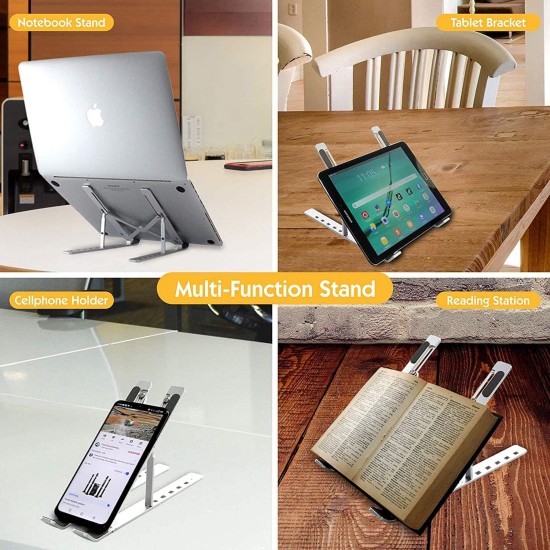 Portable metal laptop stand adjustable laptop riser foldable design with 6 angles height adjustment non slip aluminum laptop stand ipad macbook stand compatible with all tabs & phones | highend Portable metal laptop stand adjustable laptop riser foldable design with 6 angles height adjustment non slip aluminum laptop stand ipad macbook stand compatible with all tabs & phones | highend
