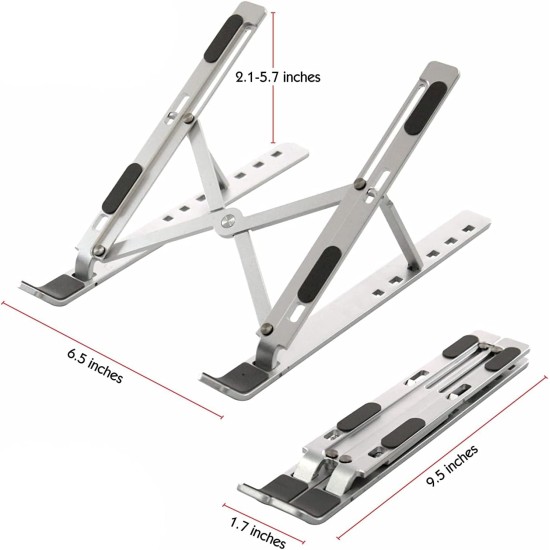 Portable metal laptop stand adjustable laptop riser foldable design with 6 angles height adjustment non slip aluminum laptop stand ipad macbook stand compatible with all tabs & phones | highend Portable metal laptop stand adjustable laptop riser foldable design with 6 angles height adjustment non slip aluminum laptop stand ipad macbook stand compatible with all tabs & phones | highend