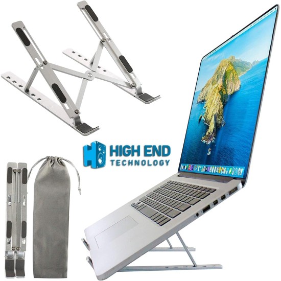 Portable metal laptop stand adjustable laptop riser foldable design with 6 angles height adjustment non slip aluminum laptop stand ipad macbook stand compatible with all tabs & phones | highend Portable metal laptop stand adjustable laptop riser foldable design with 6 angles height adjustment non slip aluminum laptop stand ipad macbook stand compatible with all tabs & phones | highend