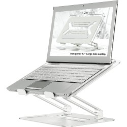 Urmust Adjustable Laptop Stand for Desk Aluminum Computer Stand for Laptop Riser Holder Notebook Stand Compatible with MacBook Air Pro Ultrabook All Laptops 11-17"(Silver)
