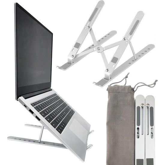 YIKUROOS Laptop Stand, Laptop Stand for Desk, Adjustable Ergonomic Portable Aluminum Laptop Stand, 7 Angle Anti-Slip Computer Stand, Compatible with 9-15.6 inch Laptop, Silver YIKUROOS Laptop Stand, Laptop Stand for Desk, Adjustable Ergonomic Portable Aluminum Laptop Stand, 7 Angle Anti-Slip Computer Stand, Compatible with 9-15.6 inch Laptop, Silver