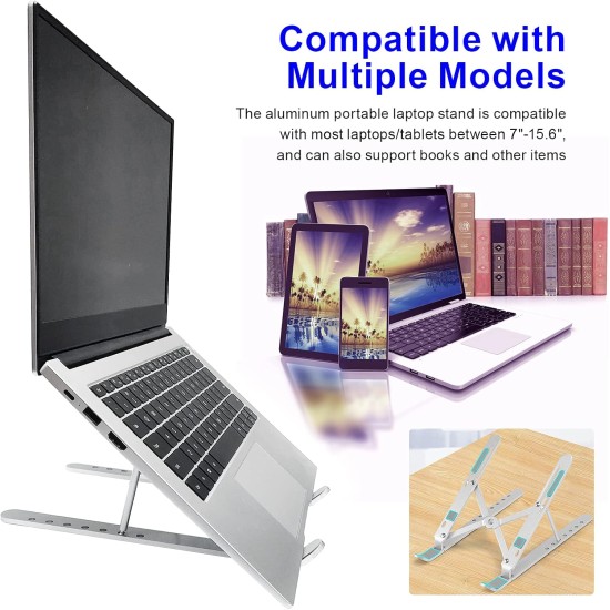 YIKUROOS Laptop Stand, Laptop Stand for Desk, Adjustable Ergonomic Portable Aluminum Laptop Stand, 7 Angle Anti-Slip Computer Stand, Compatible with 9-15.6 inch Laptop, Silver YIKUROOS Laptop Stand, Laptop Stand for Desk, Adjustable Ergonomic Portable Aluminum Laptop Stand, 7 Angle Anti-Slip Computer Stand, Compatible with 9-15.6 inch Laptop, Silver