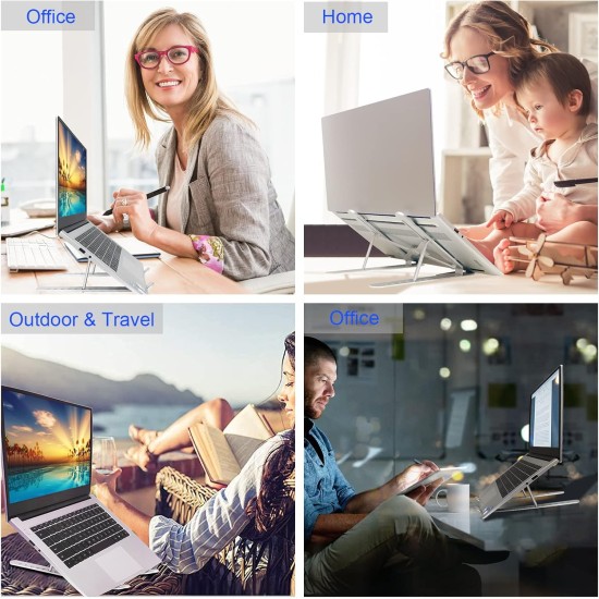 YIKUROOS Laptop Stand, Laptop Stand for Desk, Adjustable Ergonomic Portable Aluminum Laptop Stand, 7 Angle Anti-Slip Computer Stand, Compatible with 9-15.6 inch Laptop, Silver YIKUROOS Laptop Stand, Laptop Stand for Desk, Adjustable Ergonomic Portable Aluminum Laptop Stand, 7 Angle Anti-Slip Computer Stand, Compatible with 9-15.6 inch Laptop, Silver