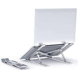 hanso Laptop Tabletop Stand/Computer Tablet Stand 6 Angles Adjustable Aluminum Ergonomic Foldable Portable Desktop Holder Compatible with MacBook, HP, Dell, Lenovo & All Other Notebook (Silver)