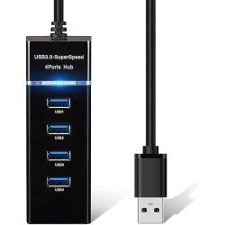 4 Port USB 3.0 Hub Adapter - Ultra Slim Data USB Hub with 30 CM Extended Cable and LED Indicator Compatible for MacBook/Mac mini/iPad/PC/PS4/PS5, Flash Drive, Mobile HDD