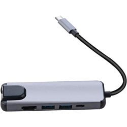 5 in 1 USB Type C Hub HDMI To Gigabit Ethernet Rj45 Lan Adapter for MacBook Pro Thunderbolt Charger Port