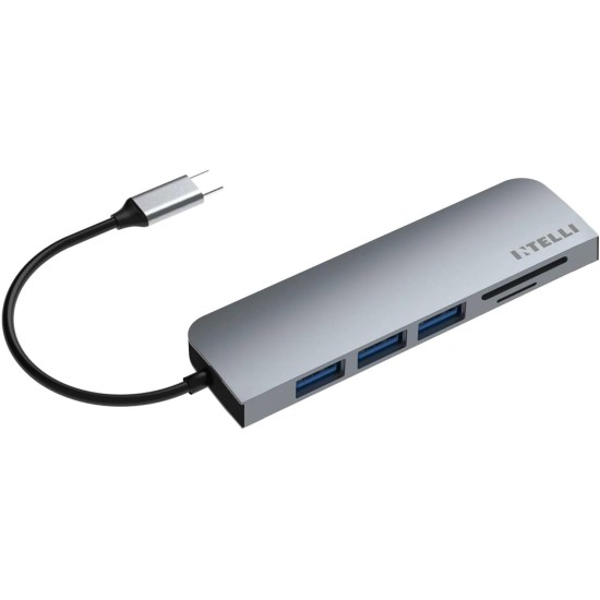 Intelli USB C HUB 6 In 1 LynkHub Go - 3 Ports USB-A - SD Card Slot - Micro SD Card Slot - USB-C Port PD Charging 60W Intelli USB C HUB 6 In 1 LynkHub Go - 3 Ports USB-A - SD Card Slot - Micro SD Card Slot - USB-C Port PD Charging 60W