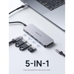 Jsaux USB-C 5-in-1 Multifunction Adapter gray