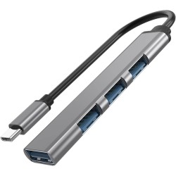 MIUOLV USB 3.0 Hub, Type C 4-Port Adapter and 4-in-1 Docking Station, UltraSlim SuperSpeed 5Gbps Aluminum for MacBook Pro 2021/ Air 2020/2019/2018 Ipad Pro Surface Pro Flash Drive Mobile HDD (Grey)