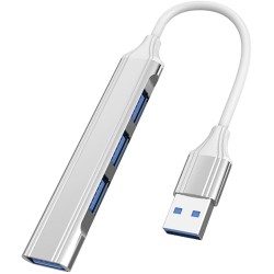 NAERSI® USB Hub 4 in 1 USB Type-C 3 Port USB 2.0 USB+1 Port 3.0 PD Charging Port Hub Multifunction Adapter (1-Silver-USB)
