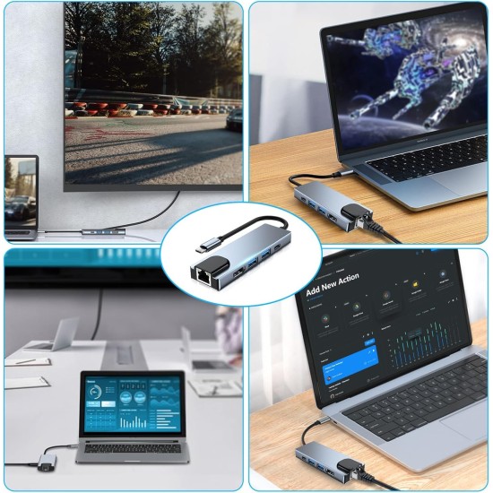 Pinxiang USB Splitter,Lifedoo USB C Hub to Ethernet Adapter with 4K HDMI Port,Power Delivery Pd Type C Charging Port, 5 in 1 Type C Hub MacBook Pro Accessories Compatible for Chromebook, XPS Pinxiang USB Splitter,Lifedoo USB C Hub to Ethernet Adapter with 4K HDMI Port,Power Delivery Pd Type C Charging Port, 5 in 1 Type C Hub MacBook Pro Accessories Compatible for Chromebook, XPS
