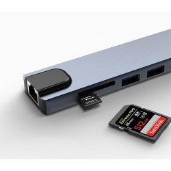 RuhZa USB C Hub, 7 in 1 Type C Adapter with USB C to HDMI,1Gbps Ethernet RJ45,100W Power Delivery,2 USB 3.0 Data Ports, SD/TF Card Readers, Compatible for MacBook Pro/Air, and More USB C Device