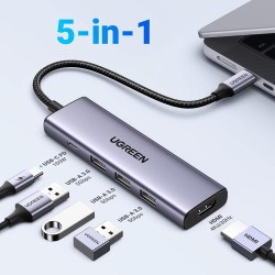 UGREEN 4K HDMI USB C Hub with PD Charging Powered USB C to USB Adapter 5 in 1 Compatible with MacBook Pro Air M2 M1 Chromebook Surface XPS iPad Pro Air Galaxy S23 S22 Ultra