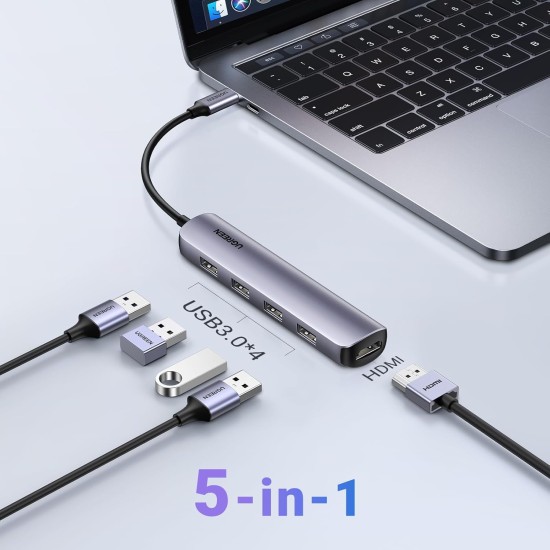 UGREEN USB C Hub, 4K@30Hz HDMI USB C Hub Multiport Adapter with 4 USB 3.0 Ports, USB C Dongle Compatible with MacBook, iPad, iMac, iPhone 15 Pro/Pro Max, Samsung Galaxy S23 Ultra, Lenovo (20197) UGREEN USB C Hub, 4K@30Hz HDMI USB C Hub Multiport Adapter with 4 USB 3.0 Ports, USB C Dongle Compatible with MacBook, iPad, iMac, iPhone 15 Pro/Pro Max, Samsung Galaxy S23 Ultra, Lenovo (20197)