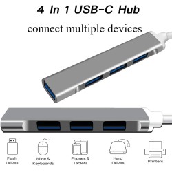 USB C Hub, USB Type-C Hub, USB C Hub Adaper 4 in 1 Hub with USB 3.0 Port, Type C Hub Portable Aluminum Hub for Laptop and Other Type-C Devices