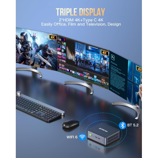 GMKtec Mini PC N100, Dual LAN Windows 11 Pro Intel N100 (3.4GHz) 4C/4T, Desktop Computer 12GB DDR5 1TB Hard Drive, Micro PC 4K, Triple Display, WiFi6, BT5.2, Energy Efficient Red/Black GMKtec Mini PC N100, Dual LAN Windows 11 Pro Intel N100 (3.4GHz) 4C/4T, Desktop Computer 12GB DDR5 1TB Hard Drive, Micro PC 4K, Triple Display, WiFi6, BT5.2, Energy Efficient Red/Black